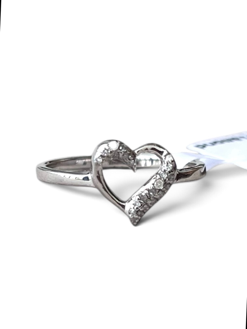 Sterling Silver Natural Diamond Heart Ring Size 8